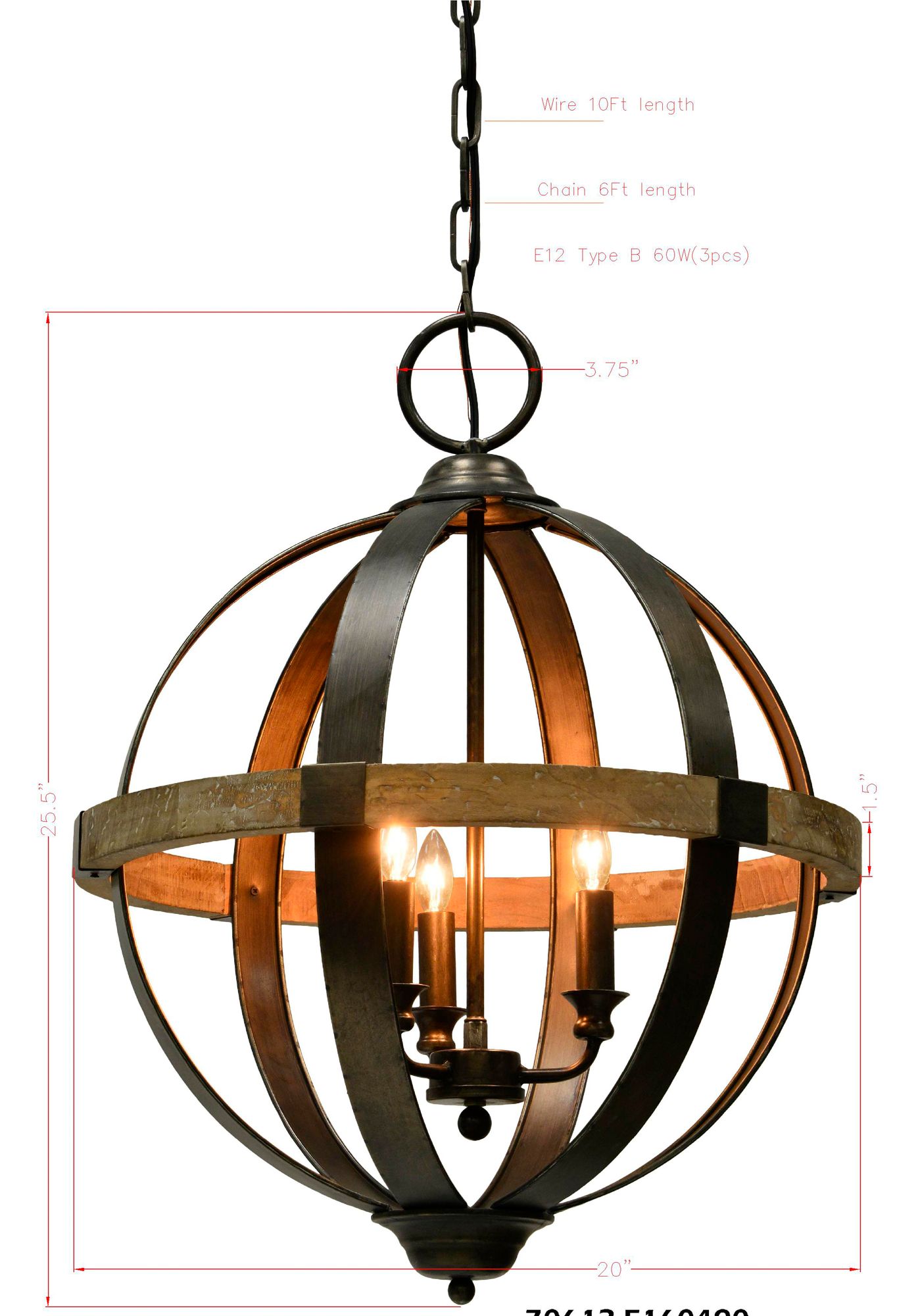 Image 4 Forty West Bryant 20x25.5" Metal and Wood Chandelier more views