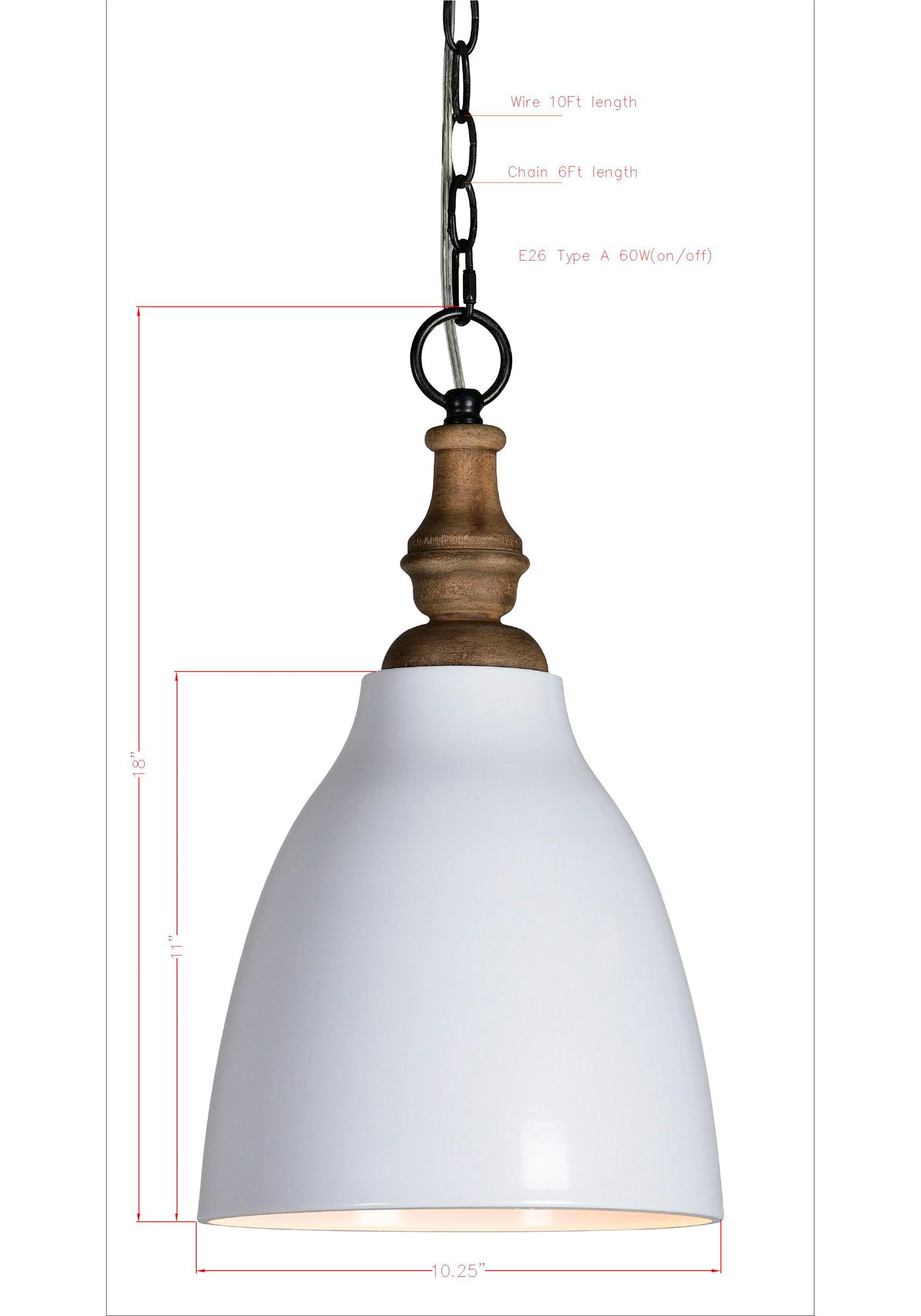 Image 5 Forty West Calvin 10.25x18" Metal and Wood Pendant more views