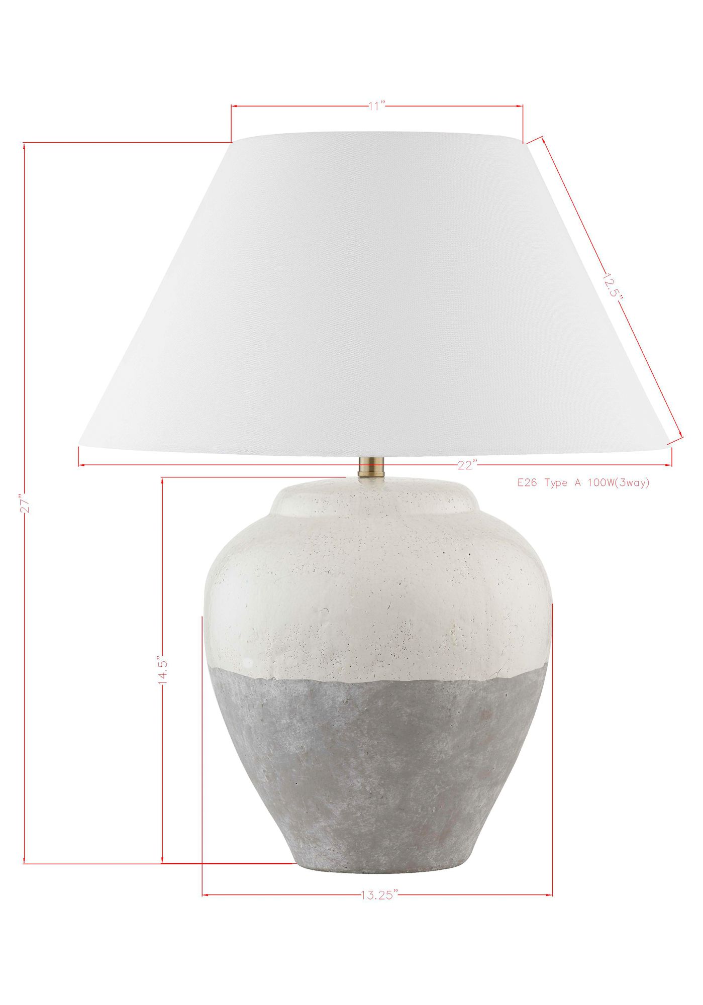 Image 3 Forty West Cameron 27" Two-Toned White and Gray Ceramic Table Lamp more views