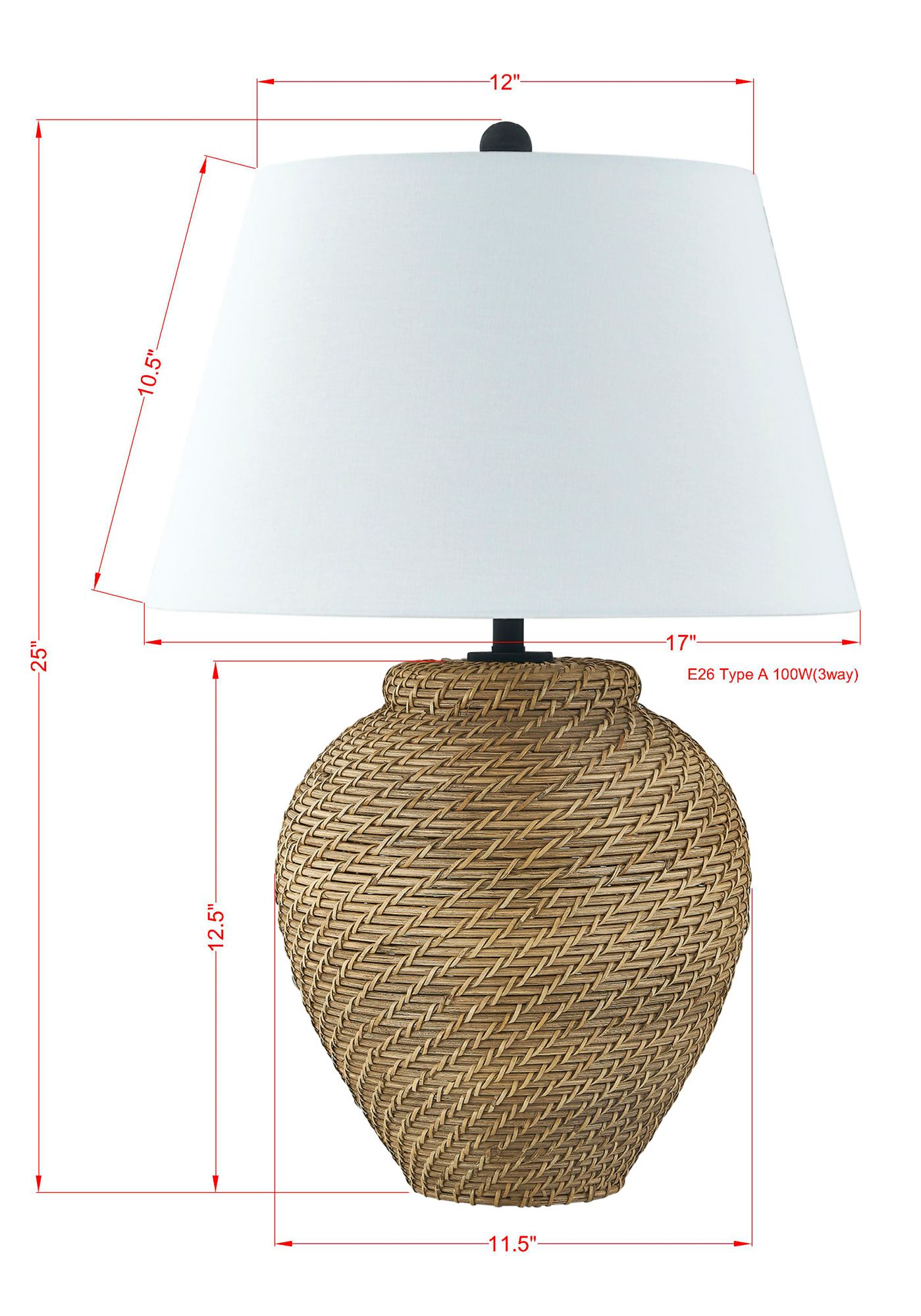 Image 3 Forty West Canton 25" Rattan Table Lamp more views