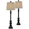 Forty West Carlton 32" High Antique Black Buffet Table Lamps Set of 2