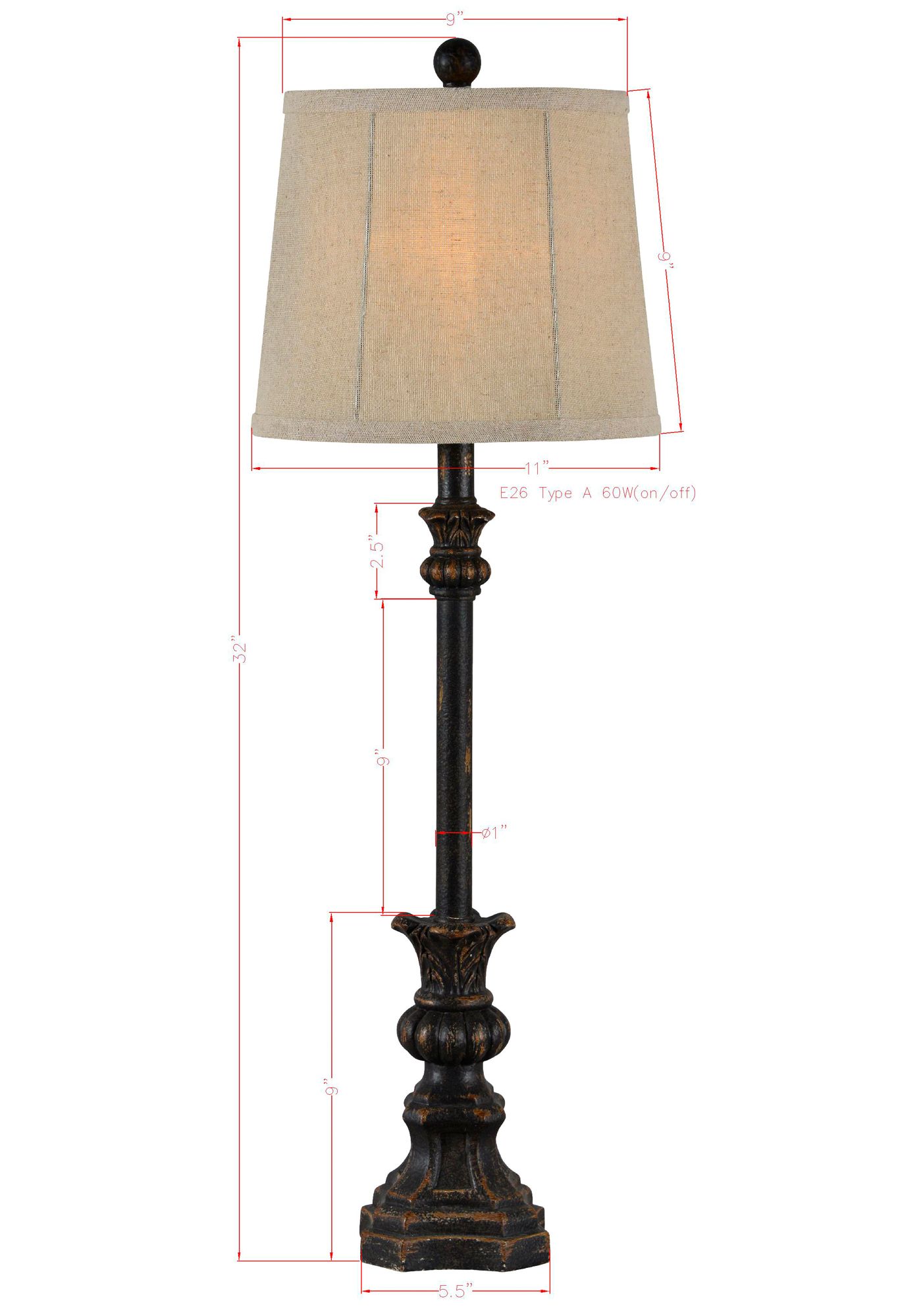 Image 5 Forty West Carlton 32" High Antique Black Buffet Table Lamps Set of 2 more views