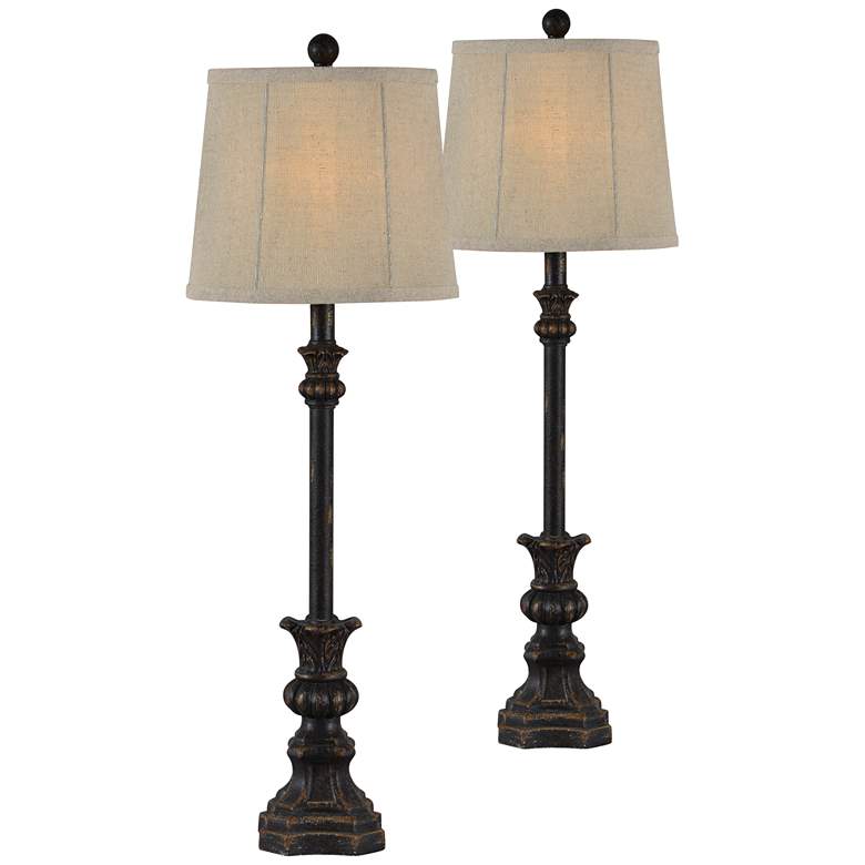 Forty West Carlton Antique Black Buffet Table Lamps Set of 2