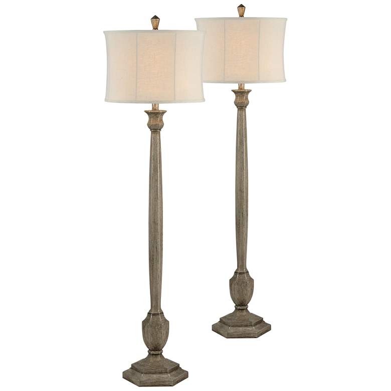 Image 1 Forty West Chase 66" High Silver and Pewter Floor Lamps Set of 2
