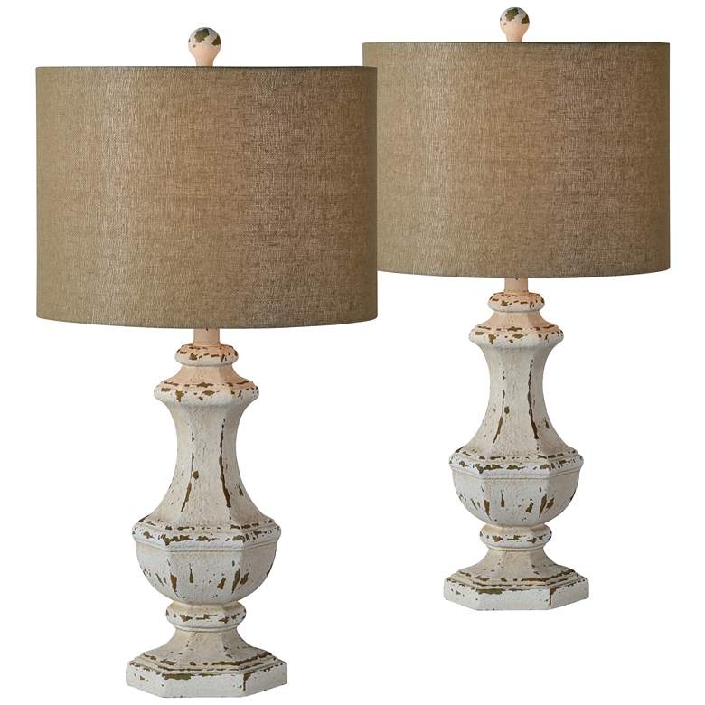 Image 1 Forty West Chip Cottage White Table Lamps Set of 2