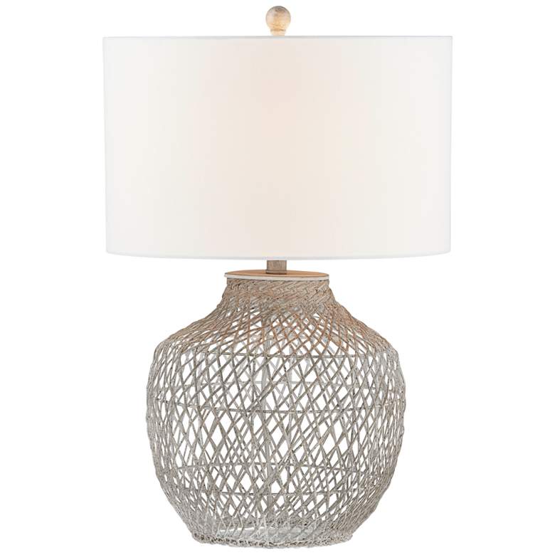 Image 2 Forty West Chloe Gray Rattan Table Lamp