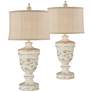 1_Forty West Chrissy Distressed White Table Lamps Set of 2
