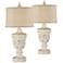 Forty West Chrissy Distressed White Table Lamps Set of 2