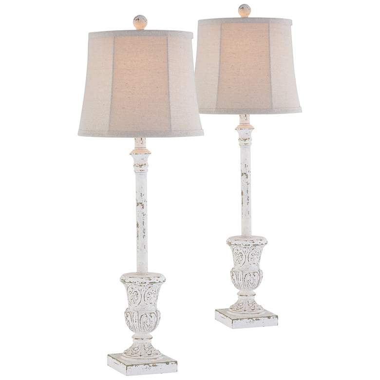 Image 1 Forty West Ciara Distressed White Table Lamps Set of 2