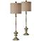 Forty West Clarke 34" High Antique White Buffet Table Lamps Set of 2