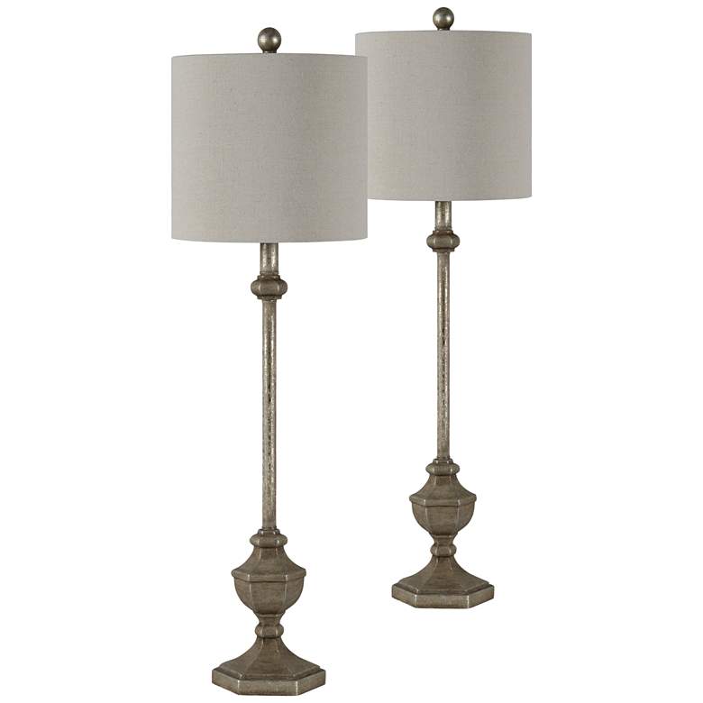 Image 1 Forty West Coleman 34" High Dusky Silver Buffet Table Lamps Set of 2