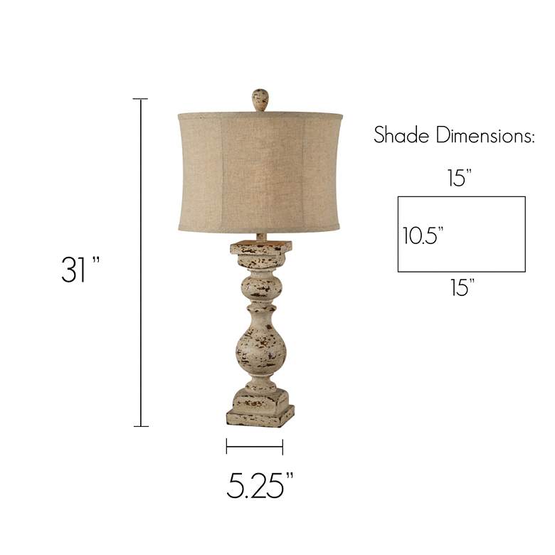 Image 4 Forty West Cooper Distressed Cream Table Lamps Set of 2 more views