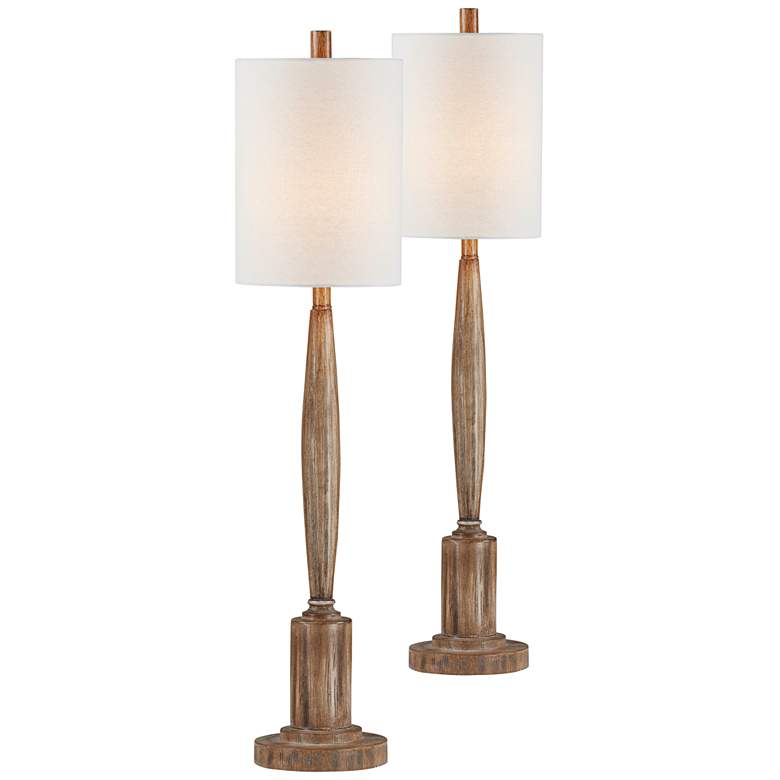 Image 1 Forty West Crawford 35" High Medium Brown Buffet Table Lamps Set of 2