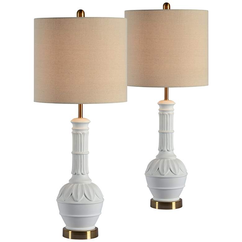 Image 1 Forty West Crystal Matte White Table Lamps Set of 2