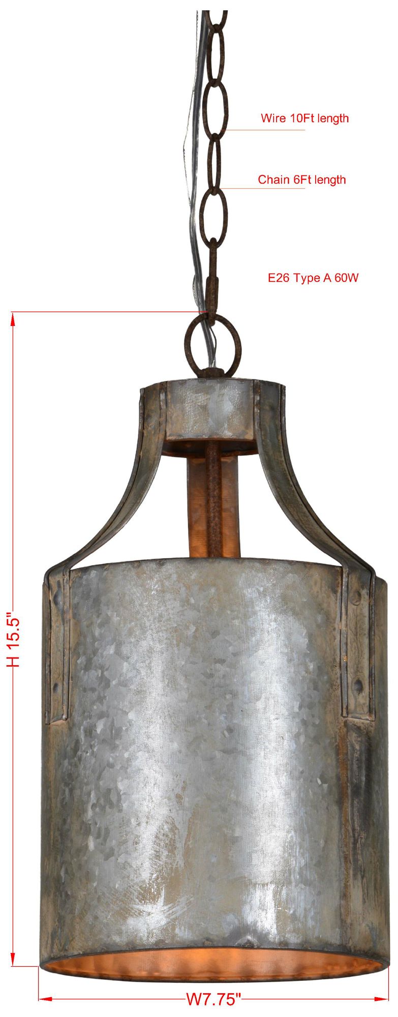 Image 2 Forty West Darcy 8x15" Metal Pendant more views