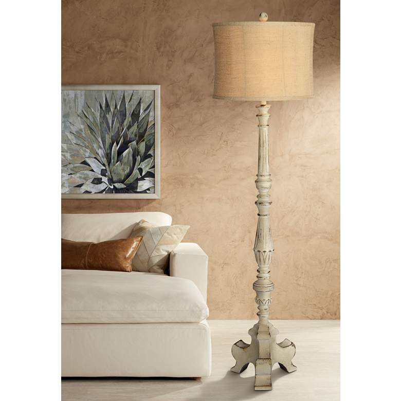 Image 1 Forty West Davis Distressed Cream Resin Floor Lamp