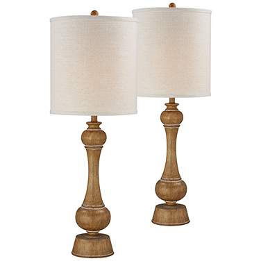 Forty West Diego 40" Distressed Faux Wood Buffet Table Lamps Set of 2