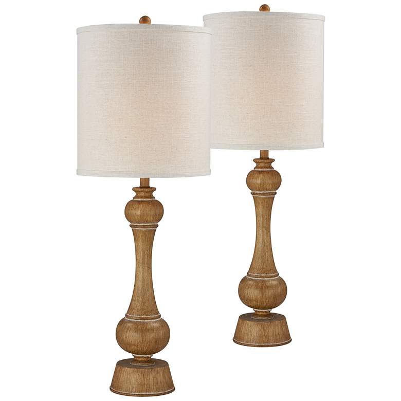 Image 1 Forty West Diego 40" Distressed Faux Wood Buffet Table Lamps Set of 2