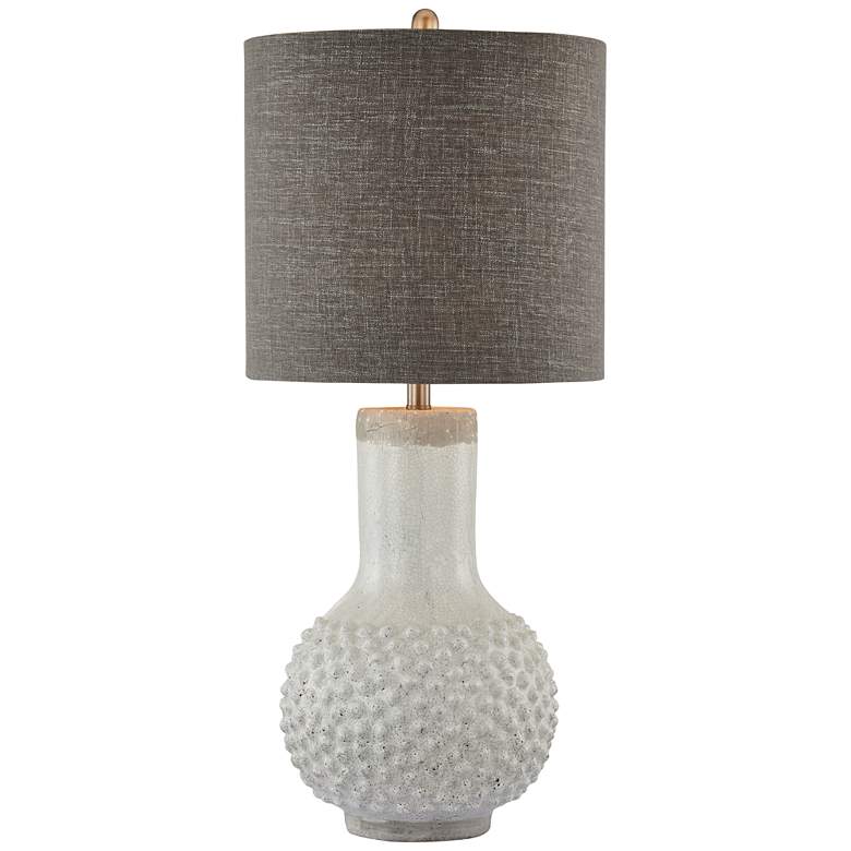 Image 1 Forty West Downing Distressed Crackled White Vase Table Lamp