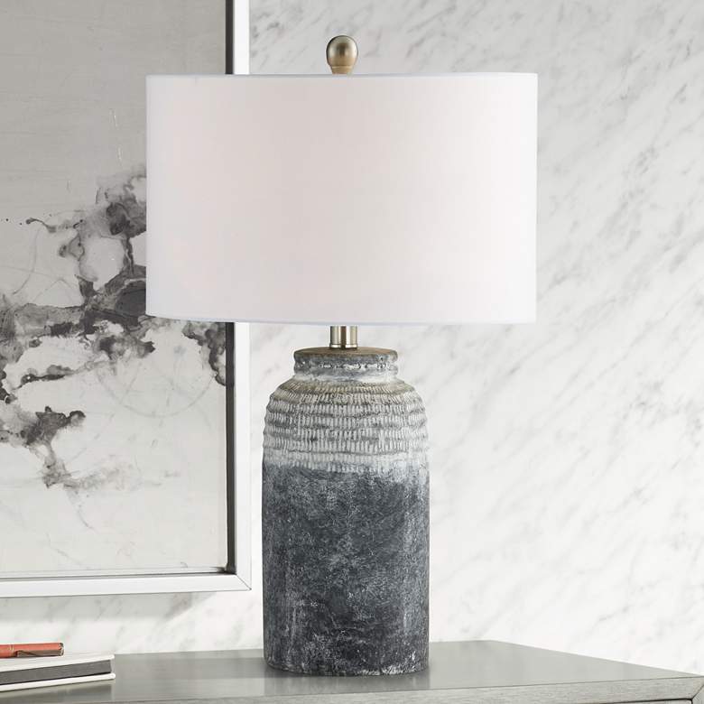 Image 1 Forty West Dunn 24" High Washed Gray Ceramic Table Lamp