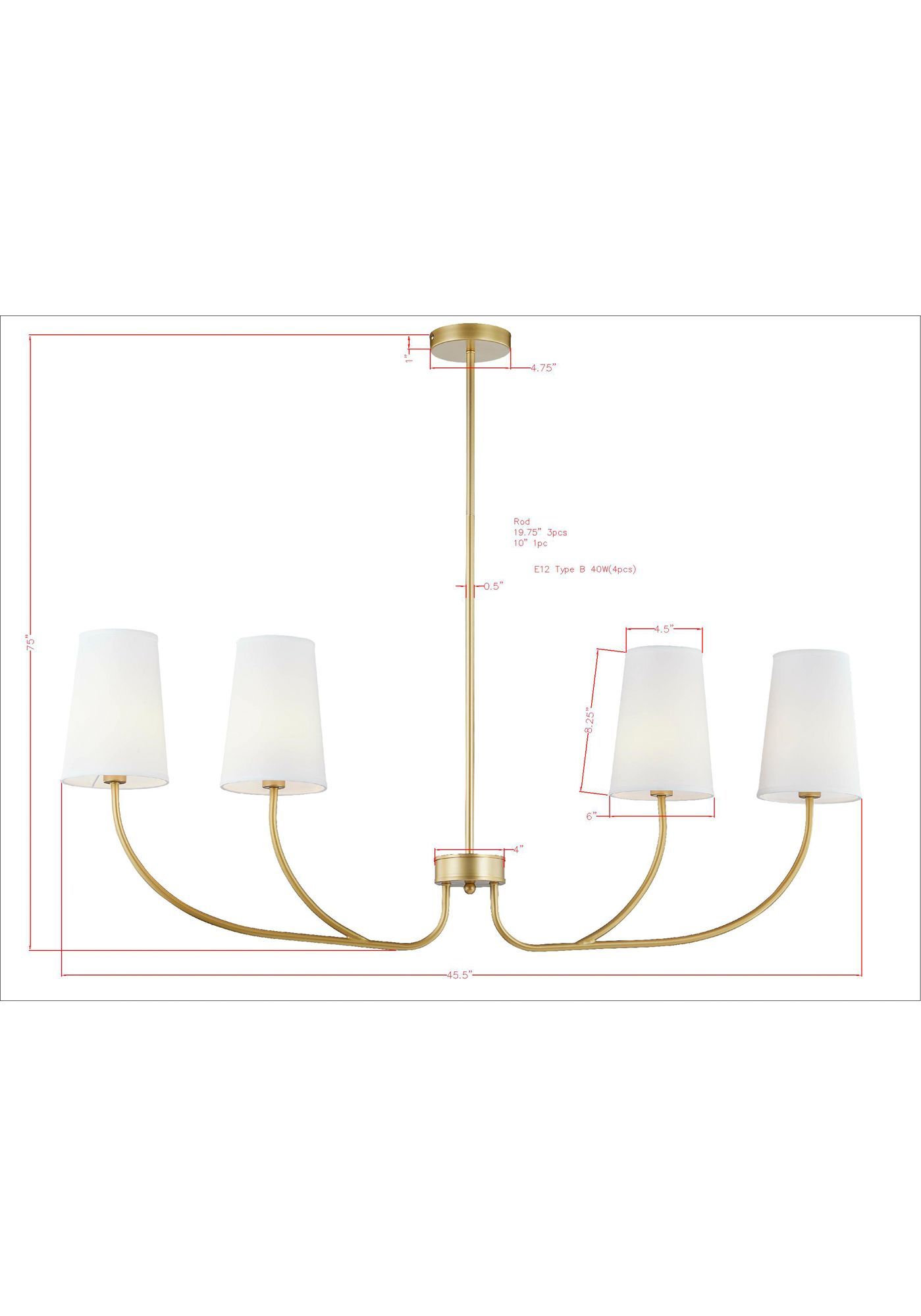 Image 5 Forty West Eden 45.5x19" Metal Chandelier more views