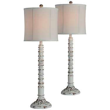 Forty West Edith 36" Cottage White Buffet Table Lamps Set of 2