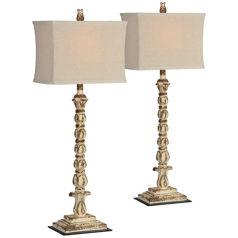 Image 1 Forty West Elizabeth Antique White Table Lamps Set of 2