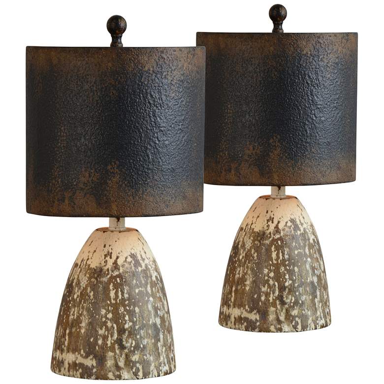 Image 1 Forty West Elliot Antique White Accent Table Lamps Set of 2