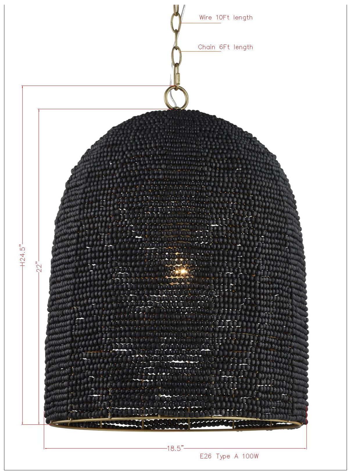 Image 4 Forty West Elma 18.5x24.5" Wood Bead Pendant more views