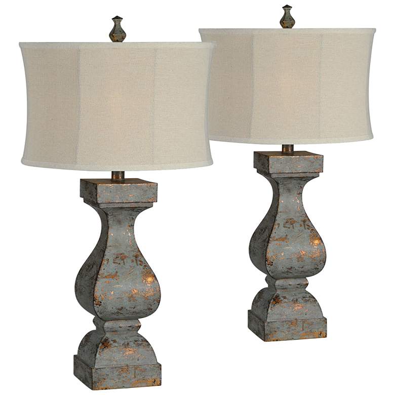 Image 1 Forty West Eloise Distressed Blue Table Lamps Set of 2