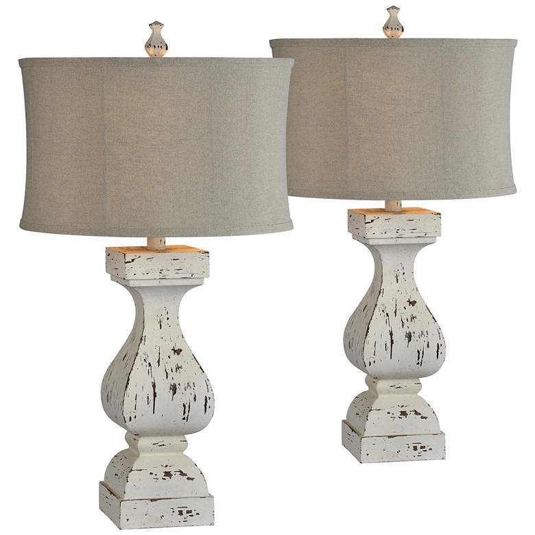 Image 1 Forty West Eloise Distressed White Table Lamps Set of 2