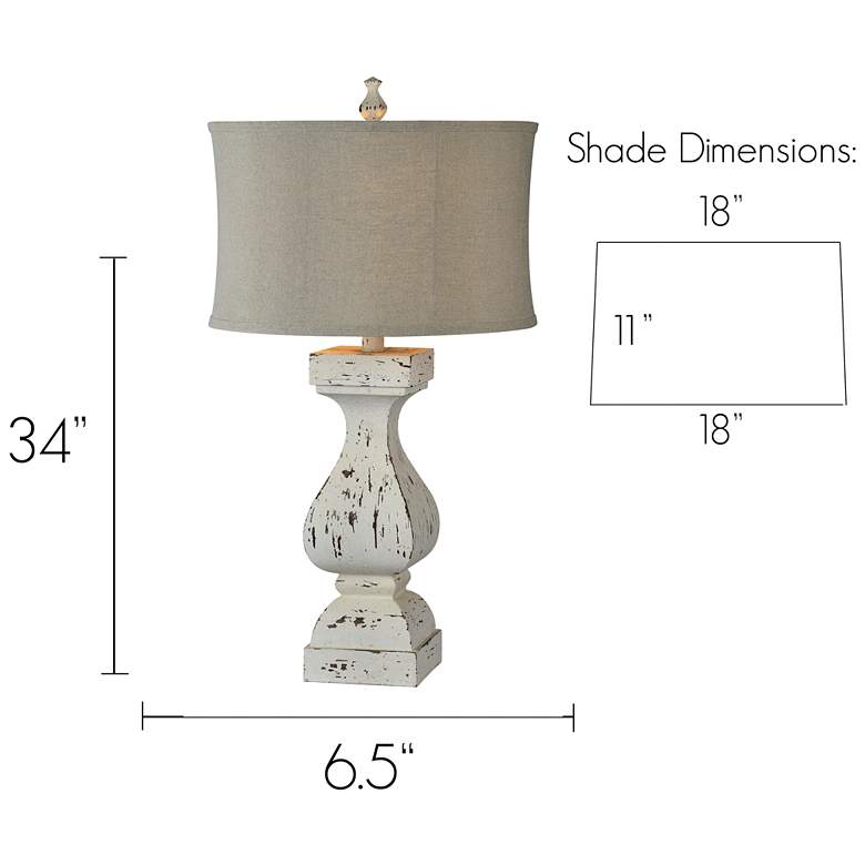 Image 4 Forty West Eloise Distressed White Table Lamps Set of 2 more views