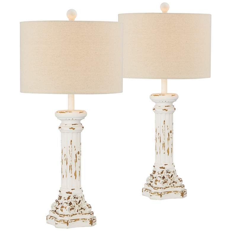 Image 1 Forty West Esmeralda Distressed White Table Lamps Set of 2