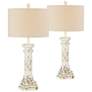 Forty West Esmeralda Distressed White Table Lamps Set of 2