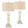 Forty West Esmeralda Distressed White Table Lamps Set of 2