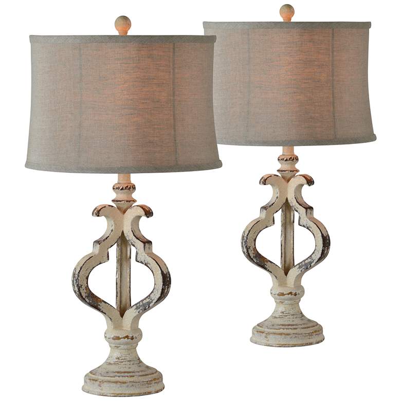 Image 1 Forty West Eva Cottage White Table Lamps Set of 2