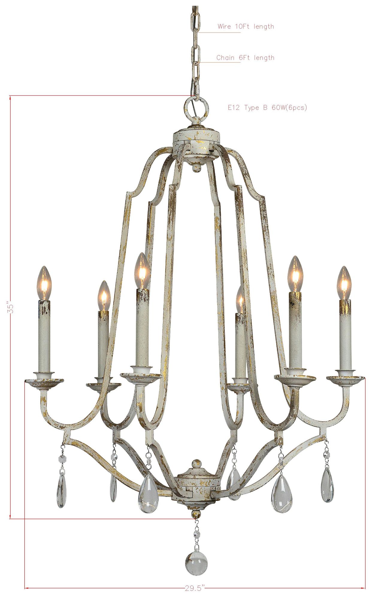 Image 4 Forty West Evie 29.5x35" Metal and Crystal Chandelier more views