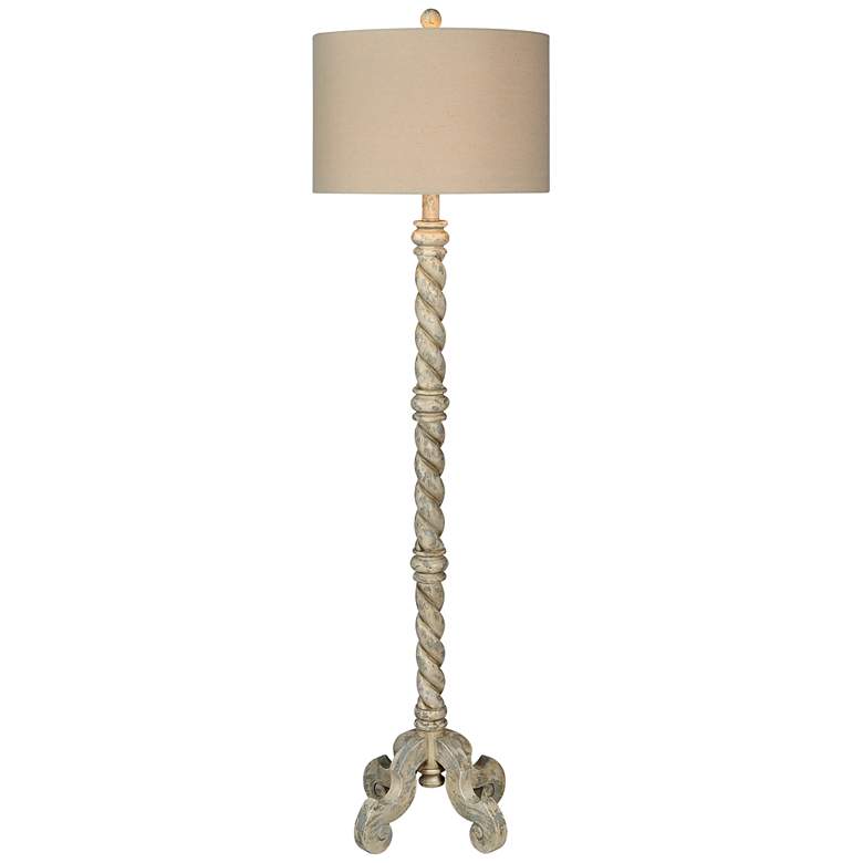 Image 2 Forty West Faulkner 63" High Cream Finish Faux Wood Floor Lamp