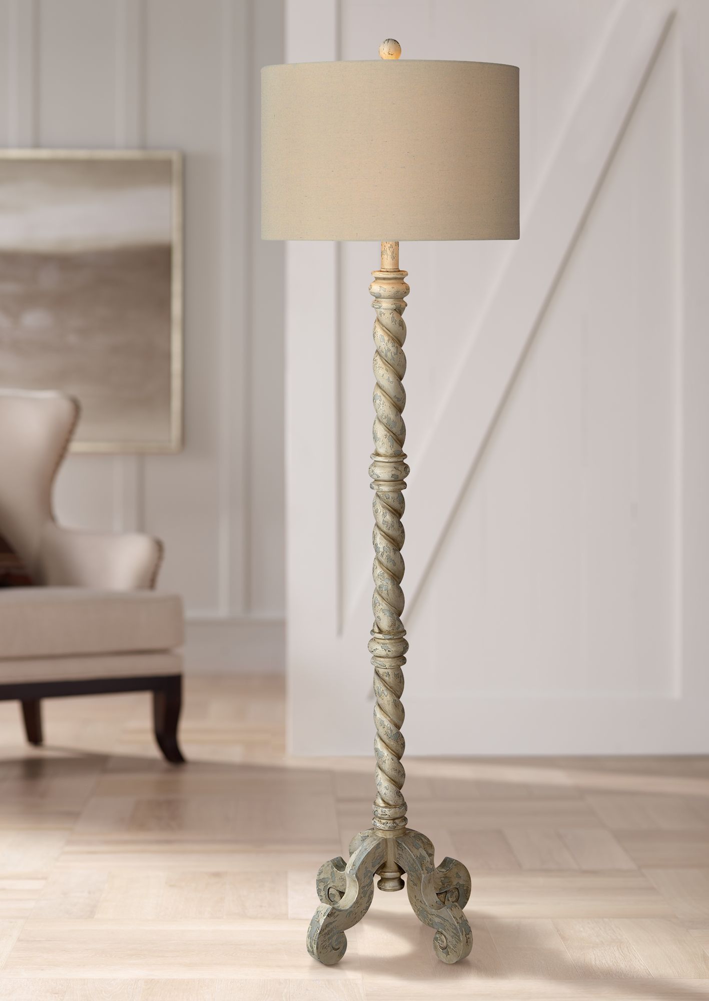 gold and cream floor lamp