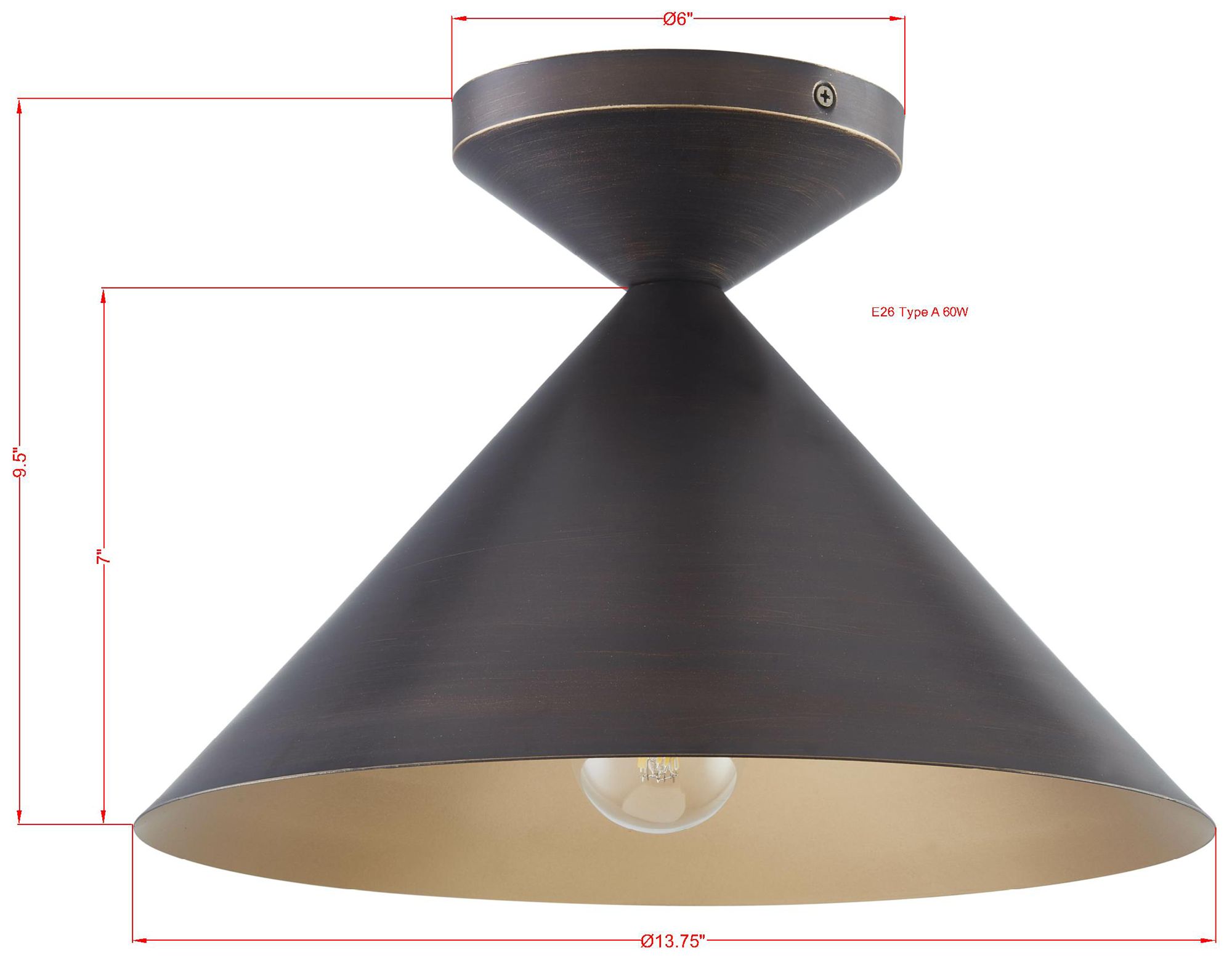 Image 3 Forty West Felicity 13.75x9.5" Metal Semi-Flush more views