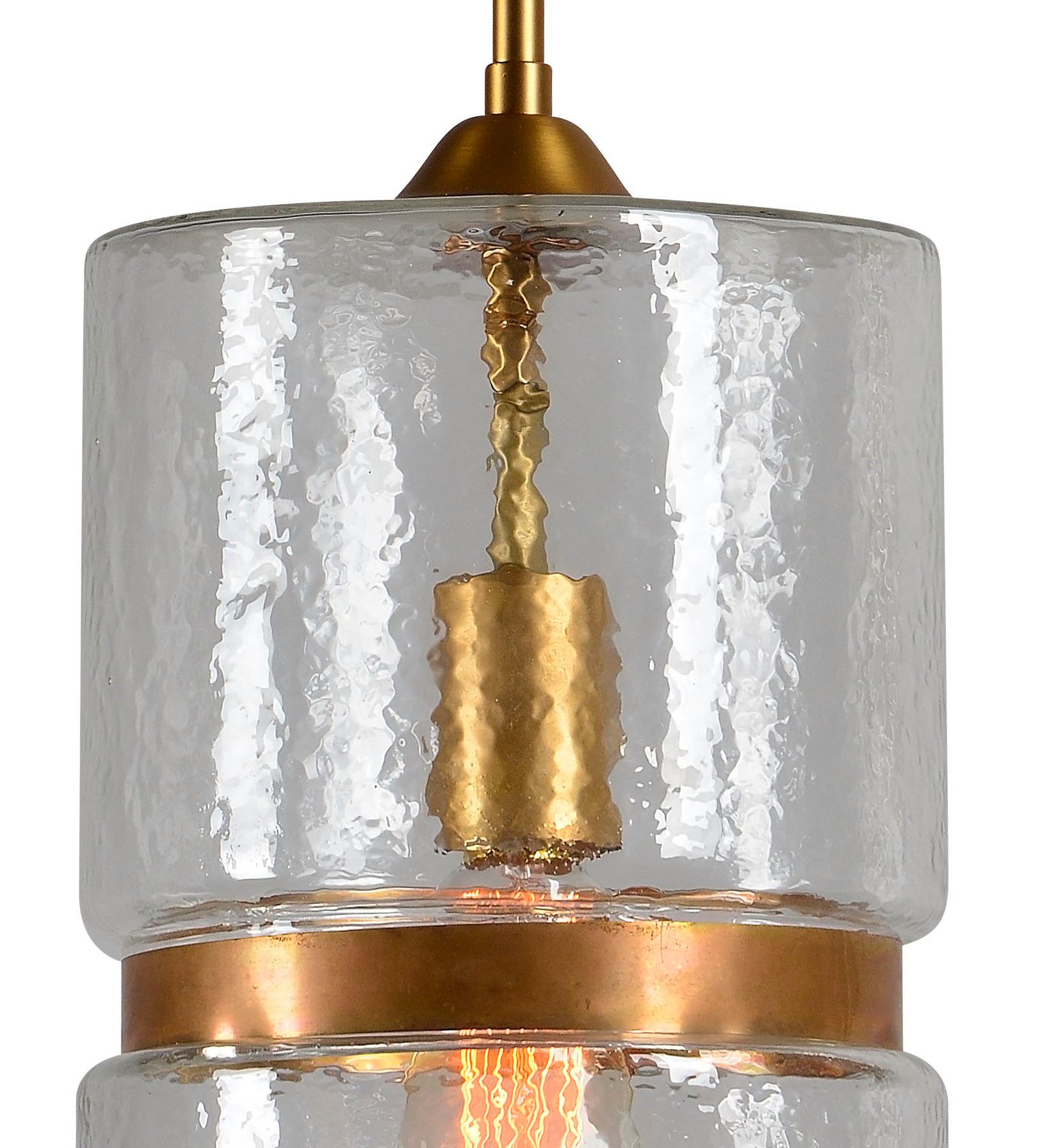 Image 3 Forty West Felix 7.5x15.5" Glass and Brass Pendant more views