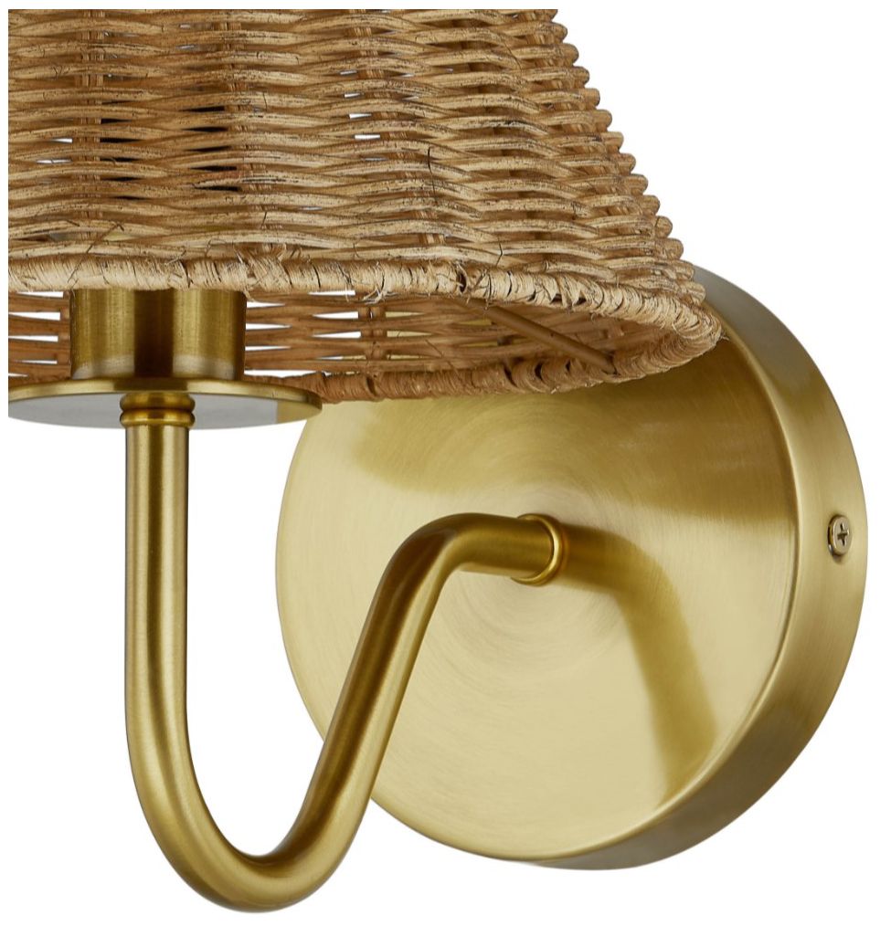 Image 4 Forty West Finn 8x9.75" Metal Sconce with Rattan Shade more views