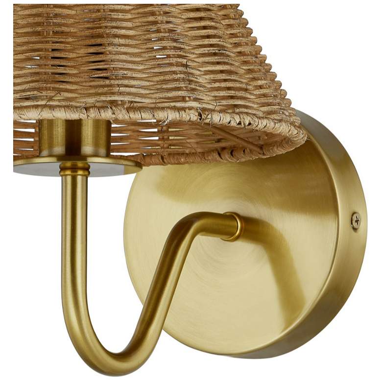 Image 4 Forty West Finn 8x9.75" Metal Sconce with Rattan Shade more views
