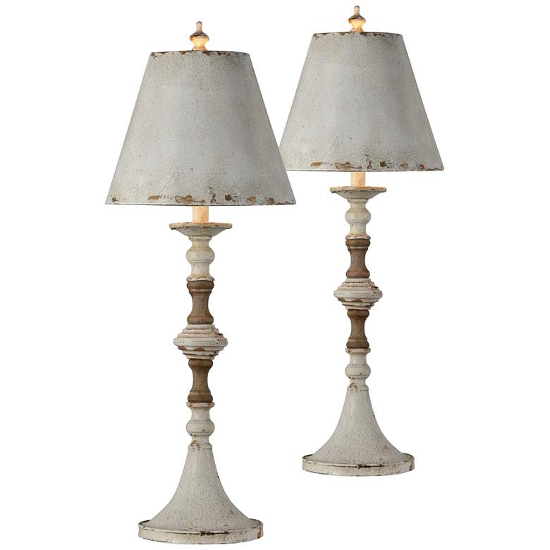 Image 1 Forty West Fletcher Antique White Table Lamps Set of 2