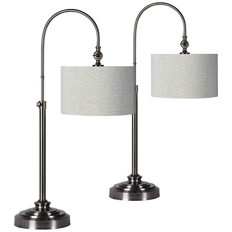 Image 1 Forty West Ford Brushed Nickel Metal Desk Lamps Set of 2