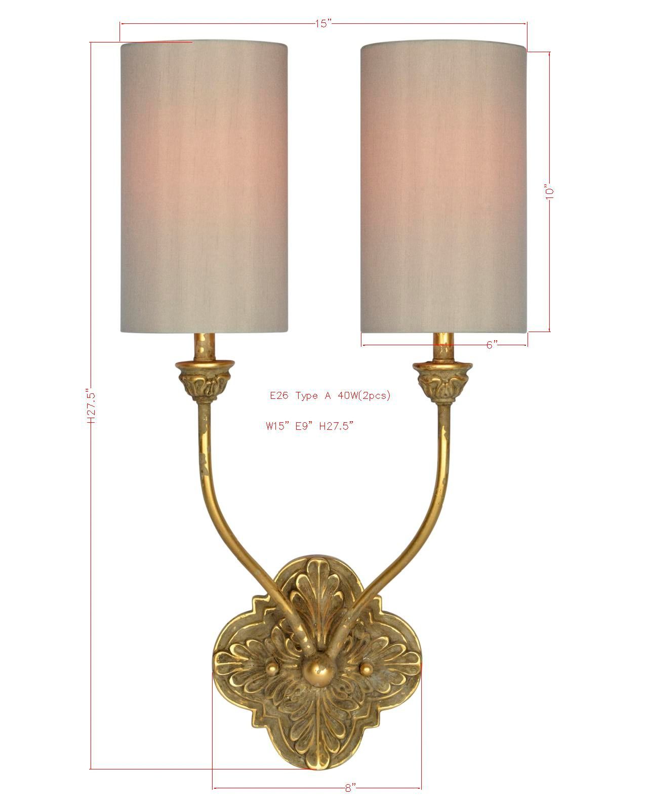 Forty West Francesca 15x27.5" Antique Gold Plug-in Sconce