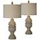 Forty West Frankie Distressed Wood-Look Table Lamps Set of 2