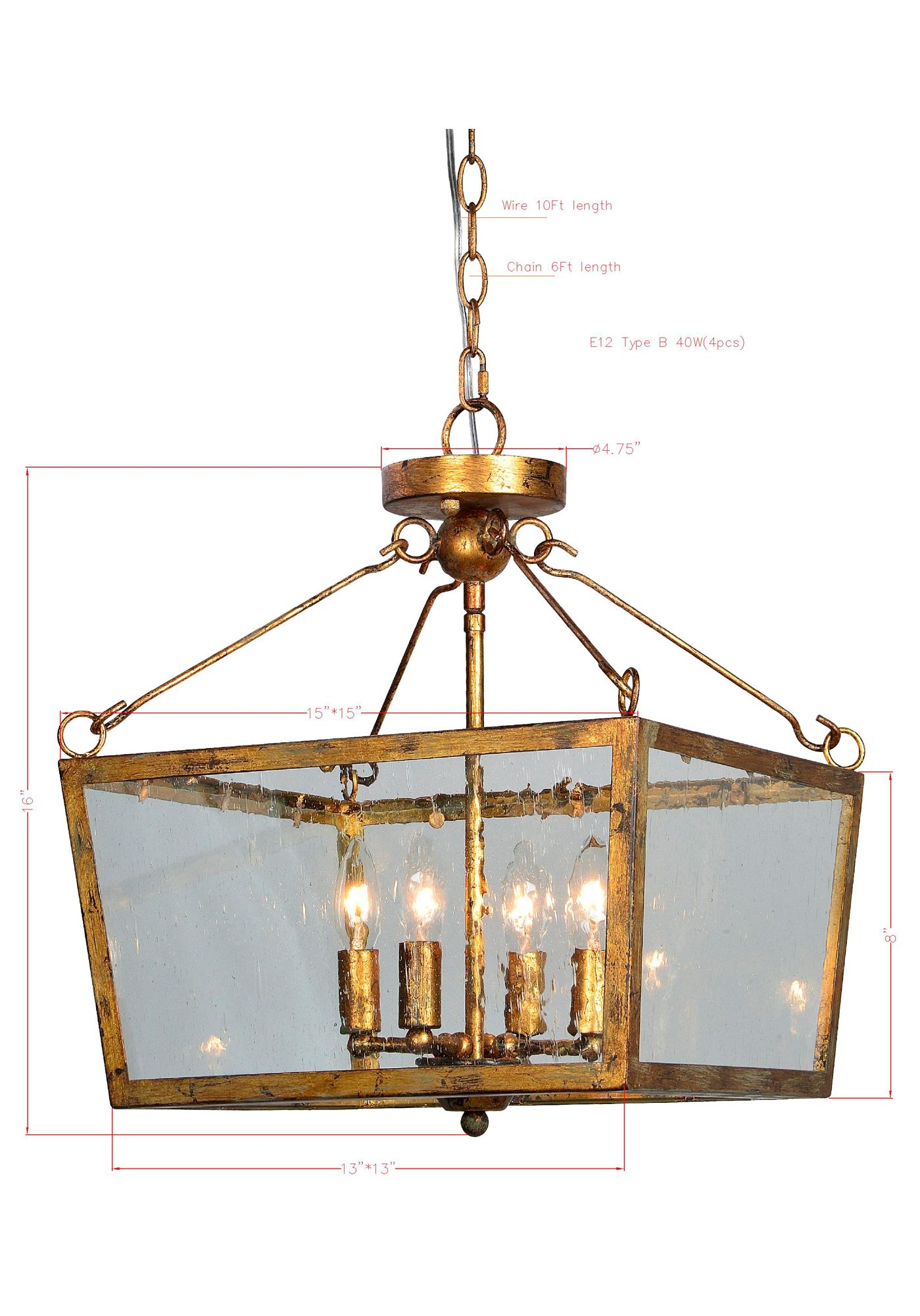 Thumbnail4 of Forty West Gaby 15x16" Metal and Glass Semi-Flush/Convertible more views