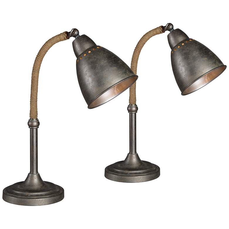 Image 1 Forty West Gage 20 1/2" Raw Metal Desk Lamps Set of 2