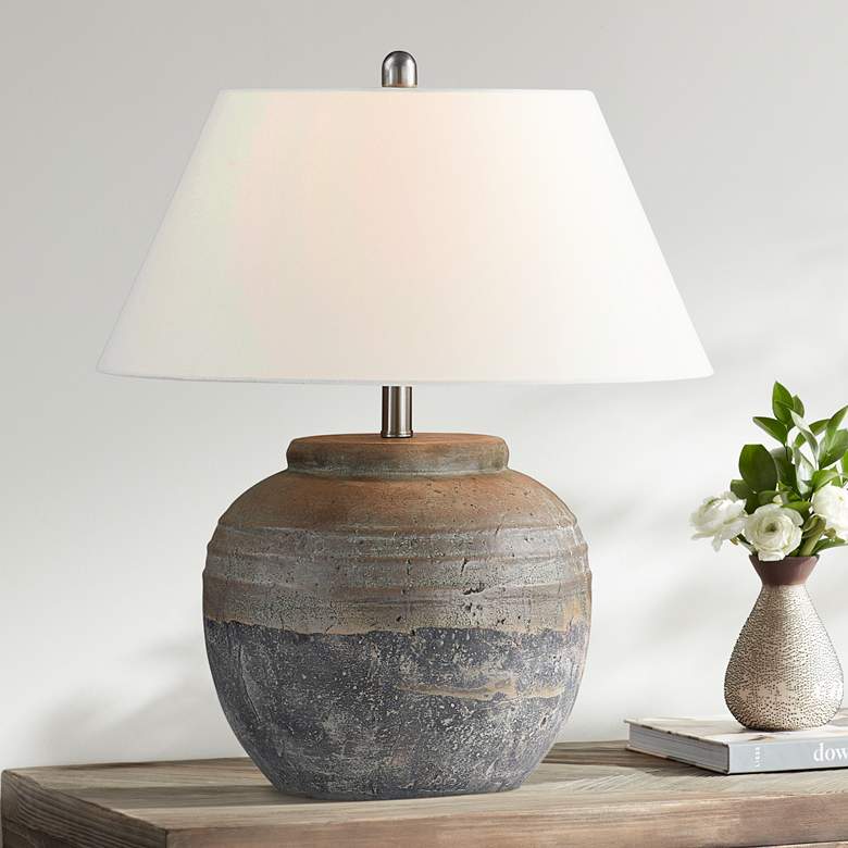 Image 1 Forty West Garrison 23" Brown Ceramic Table Lamp